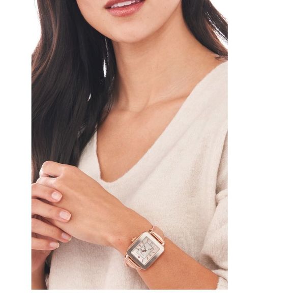 MICHELE Deco Sport Watch Head & Pink Gold Leather Strap Watch, 34mm, NEW IN BOX - Picture 4 of 16